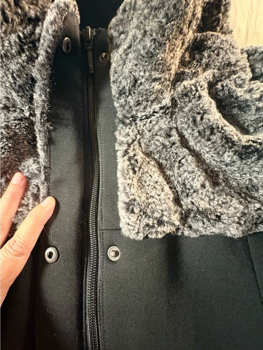 The North Face Black Vest with Gray Faux-Fur Collar